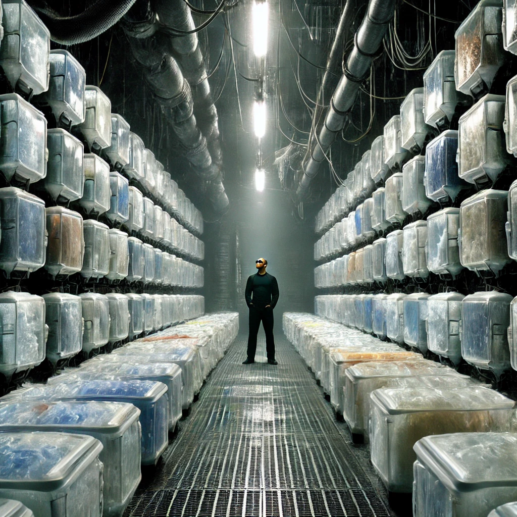 Neo in a freezer room